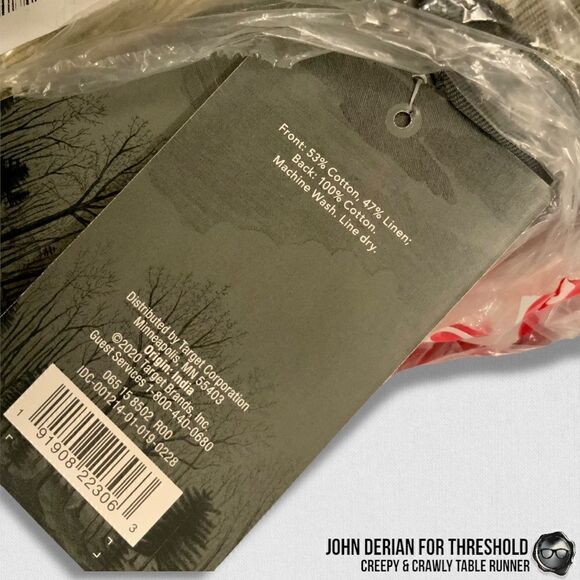 JOHN DERIAN CREEPY & CRAWLY TABLE RUNNER FOR THRESHOLD BAT FROG SNAKE HALLOWEEN - Picture 6 of 9